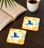 Yellow & Blue (4 x 4 Inches) Marble (Set of 2) Coasters