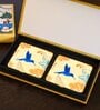 Yellow & Blue (4 x 4 Inches) Marble (Set of 2) Coasters