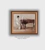 The Vintage Artistry Beige & Brown Woman Playing Piano Printed Framed Wall Art