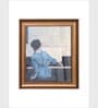 The Vintage Artistry Brown & Blue Female Pianist Printed Framed Wall Painting