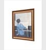 The Vintage Artistry Brown & Blue Female Pianist Printed Framed Wall Painting