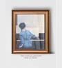 The Vintage Artistry Brown & Blue Female Pianist Printed Framed Wall Painting