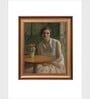 The Vintage Artistry Brown & Green Woman & Cactus Wooden Framed Wall Painting