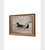The Vintage Artistry Gold-Toned & White Antique Horse Lithograph Printed Framed Wall Art