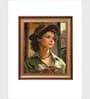 The Vintage Artistry Green & Beige Woman Wearing Framed Wall Art