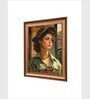 The Vintage Artistry Green & Beige Woman Wearing Framed Wall Art