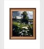 The Vintage Artistry Green & Brown Lake Realism Art Framed Wall Painting