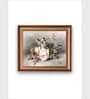 The Vintage Artistry Green & Brown Rose Still Life Wooden Framed Painting Wall Art