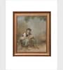 The Vintage Artistry Green & Brown Young Peasant Woman Sitting On A Rock Painting Wall Art