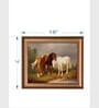 The Vintage Artistry Green & Brownpainting Of A Group Of Horses Framed Wall Art