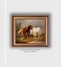 The Vintage Artistry Green & Brownpainting Of A Group Of Horses Framed Wall Art