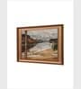 The Vintage Artistry Green & White Rustic Autumn Lake Landscape Painting Wall Art