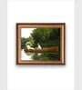 The Vintage Artistry Green Antique Portrait Couple Rowing Boat Painting Wall Art