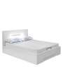 Theia Queen Size Bed in White Finish with LED Light & Hydraulic Storage