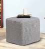 Thermocol Hand Knitted Square Sitting Pouffe in Grey Colour
