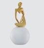 Thinking Lady Figurine- White | Golden and Off White Finish | Resin Material | On Base used Felt for Grip and Table Protect | Ideal for Table Decor and Shelves Showpiece