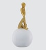 Thinking Lady Figurine- White | Golden and Off White Finish | Resin Material | On Base used Felt for Grip and Table Protect | Ideal for Table Decor and Shelves Showpiece
