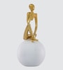 Thinking Lady Figurine- White | Golden and Off White Finish | Resin Material | On Base used Felt for Grip and Table Protect | Ideal for Table Decor and Shelves Showpiece