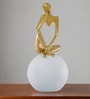 Thinking Lady Figurine- White | Golden and Off White Finish | Resin Material | On Base used Felt for Grip and Table Protect | Ideal for Table Decor and Shelves Showpiece