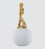 Thinking Lady Figurine- White | Golden and Off White Finish | Resin Material | On Base used Felt for Grip and Table Protect | Ideal for Table Decor and Shelves Showpiece