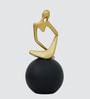 Thinking Lady Figurine-Black | Golden and Black Finish | Resin Material | On Base used Felt for Grip and Table Protect | Ideal for Table Decor and Shelves Showpiece