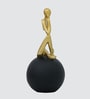 Thinking Lady Figurine-Black | Golden and Black Finish | Resin Material | On Base used Felt for Grip and Table Protect | Ideal for Table Decor and Shelves Showpiece