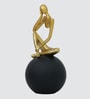 Thinking Lady Figurine-Black | Golden and Black Finish | Resin Material | On Base used Felt for Grip and Table Protect | Ideal for Table Decor and Shelves Showpiece