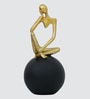 Thinking Lady Figurine-Black | Golden and Black Finish | Resin Material | On Base used Felt for Grip and Table Protect | Ideal for Table Decor and Shelves Showpiece