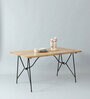 Thiva Metal 6 Seater Dining Table Table In Matte Black Finish