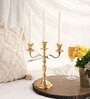 Three Arm Candelabra Gold Aluminium Candle Holder