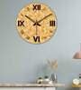 Three D Cubes Printed  Wood Wall Clock In Beige