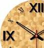 Three D Cubes Printed  Wood Wall Clock In Beige