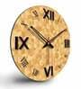 Three D Cubes Printed  Wood Wall Clock In Beige
