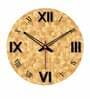 Three D Cubes Printed  Wood Wall Clock In Beige