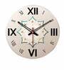 Three D Flower Design  Wood Wall Clock In Beige