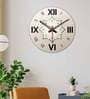 Three D Flower Design  Wood Wall Clock In Beige