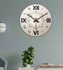 Three D Flower Design  Wood Wall Clock In Beige