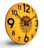 Three Dimensional Design  Wood Wall Clock In Yellow