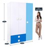 Caddie 3 Door Wardrobe with 2 Drawers in Blue & White Colour