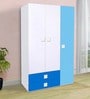 Caddie 3 Door Wardrobe with 2 Drawers in Blue & White Colour