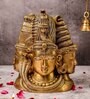 Three Face Shiva Behind Parvati Brass Religious Idol