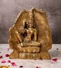 Three Face Shiva Behind Parvati Brass Religious Idol