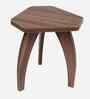 Three Leg Pengonal Table in Walnut Finish