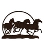 Three Running Horses Medium Brown Engineered Wood Wall Art With LED Light