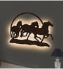 Three Running Horses Medium Brown Engineered Wood Wall Art With LED Light