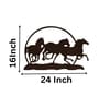 Three Running Horses Medium Brown Engineered Wood Wall Art With LED Light