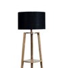 Genevieve Black Cotton Shade Shelf Floor Lamp With Mango wood Base