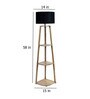 Genevieve Black Cotton Shade Shelf Floor Lamp With Mango wood Base