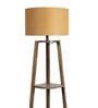 Ladder Gold Cotton Shade Shelf Floor Lamp With Mango wood Base