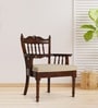 Throno Teak Wood Arm Chair In Beige Color